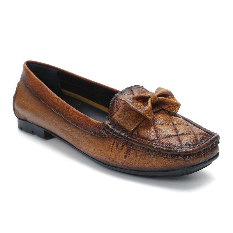 Zoom Shoes Women Tan Genuine Leather Loafers (UK 3)