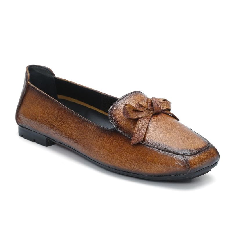 Zoom Shoes Women Tan Genuine Leather Loafers (UK 3)