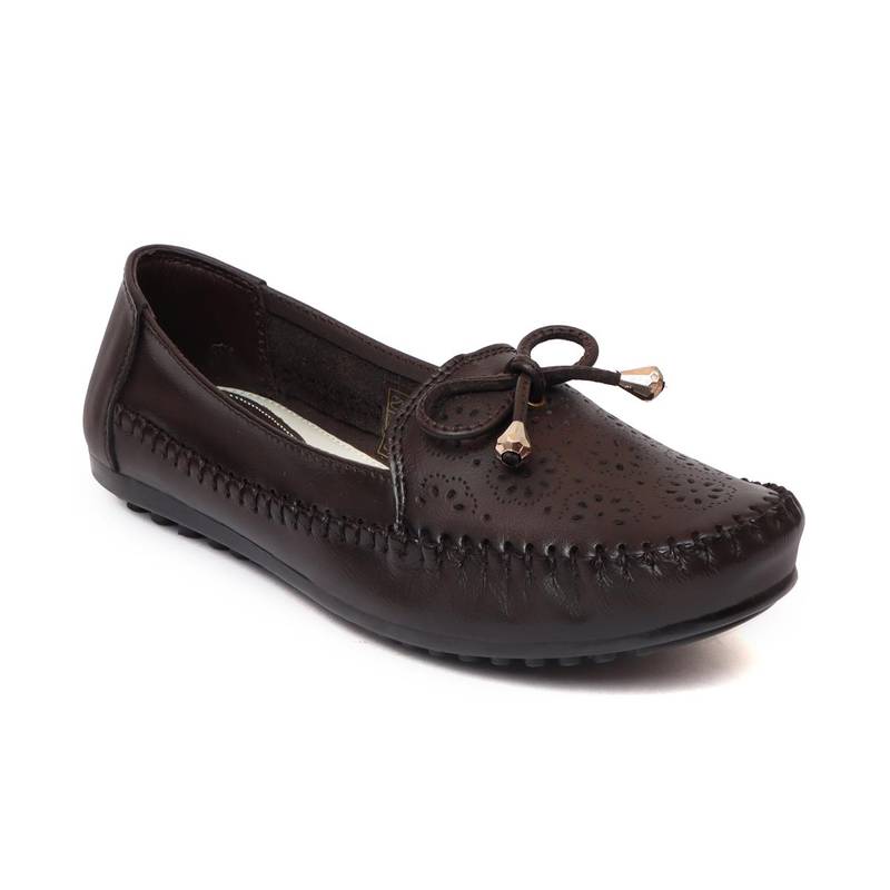 Zoom Shoes Womens Brown Genuine Leather Loafers (UK 4)