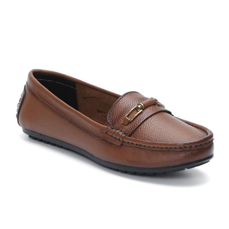 Zoom Shoes Women Tan Genuine Leather Loafers (UK 2)