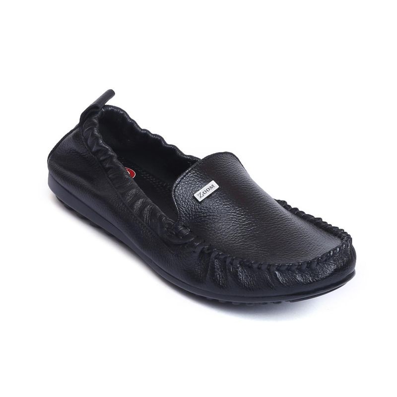 Zoom Shoes Womens Black Genuine Leather Loafers (UK 2)