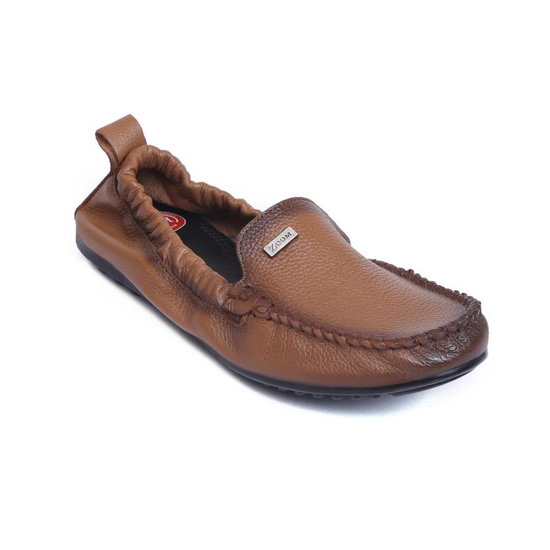 Zoom Shoes Womens Tan Genuine Leather Loafers (UK 2)