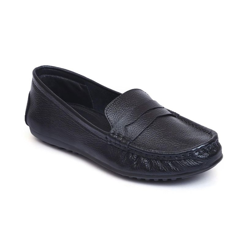 Zoom Shoes Womens Black Genuine Leather Loafers (UK 5)
