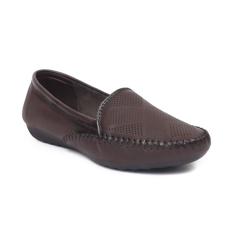 Zoom Shoes Womens Brown Genuine Leather Loafers (UK 2)