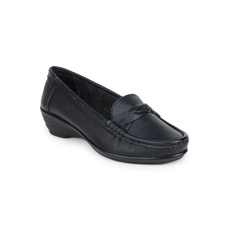 Zoom Shoes Women Black Genuine Leather Loafers (UK 2)