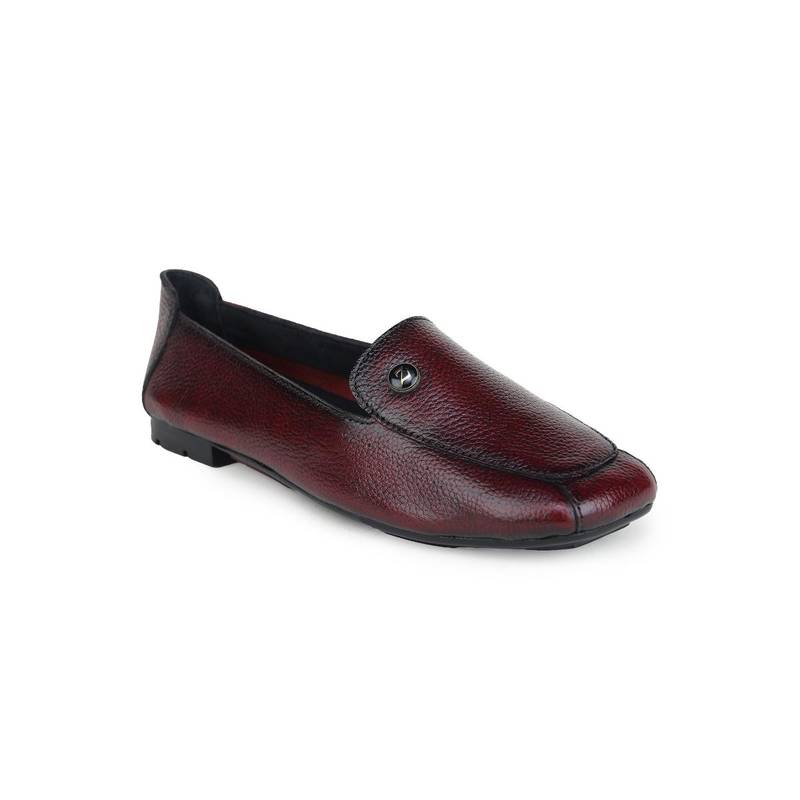Zoom Shoes Womens Red Genuine Leather Loafers (UK 2)