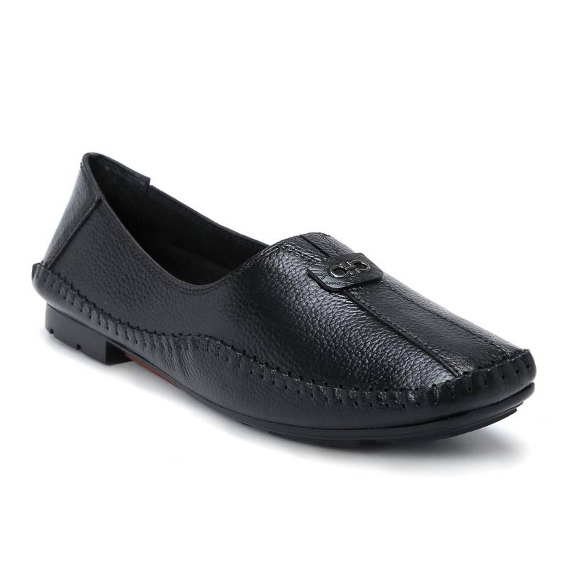 Zoom Shoes Women Black Genuine Leather Loafers (UK 2)