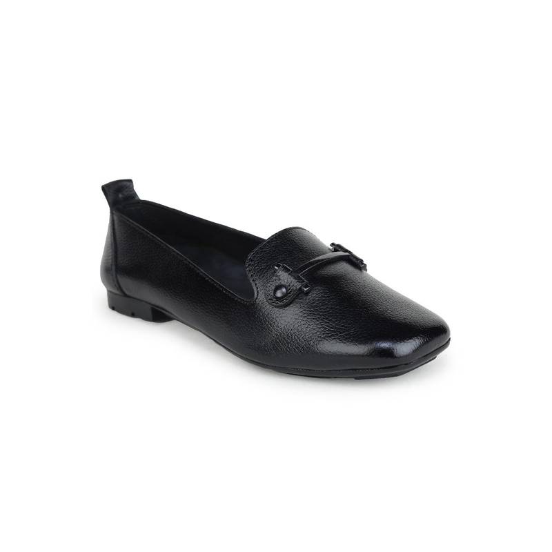 Zoom Shoes Women Black Genuine Leather Loafers (UK 7)