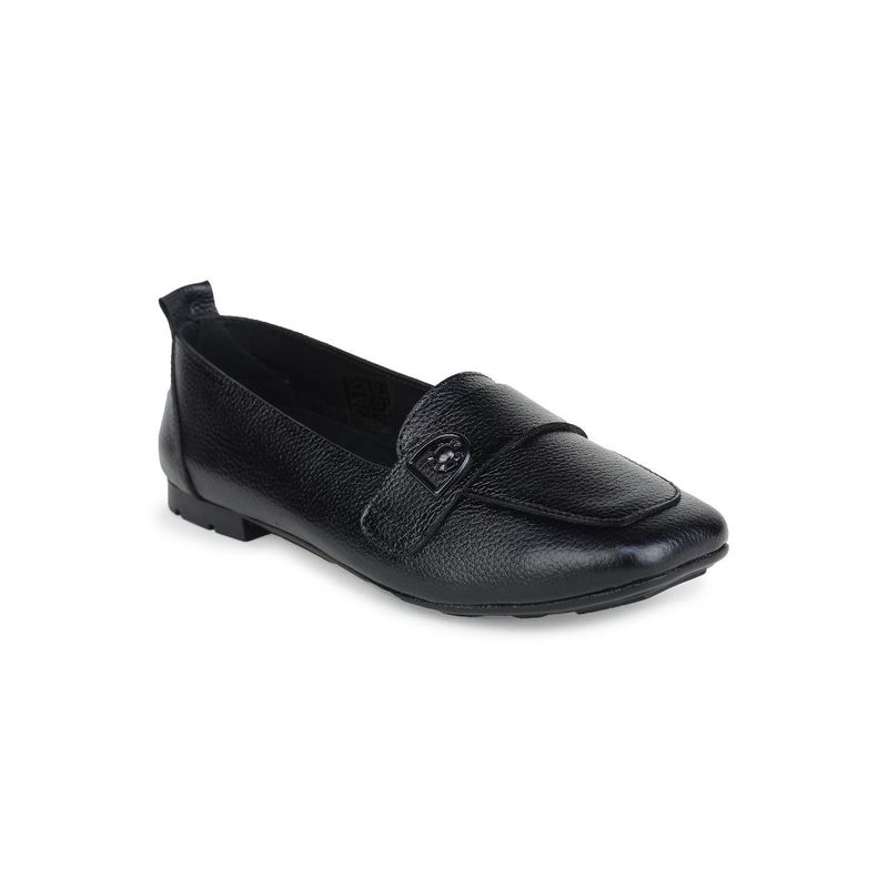 Zoom Shoes Women Black Genuine Leather Loafers (UK 2)