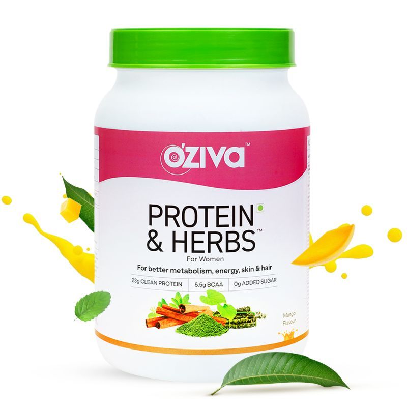 OZiva Protein & Herbs Women, Protein with Multivitamins for Better Metabolism, Skin & Hair, Mango