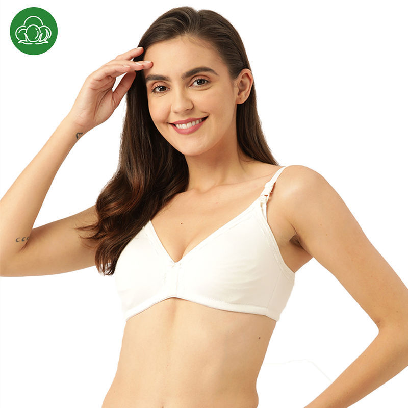 Inner Sense Organic Antimicrobial Laced triangular maternity bra-White (34B)