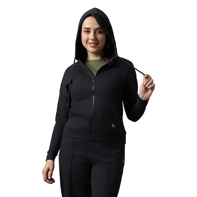 Amante Solid Full Sleeve Essential Fleece Hoodie (M)