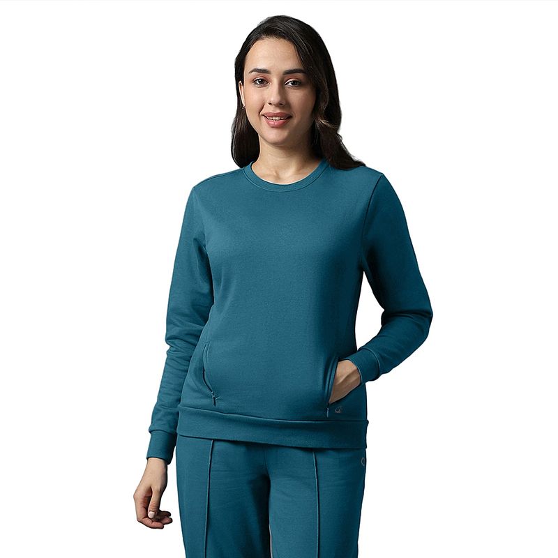 Amante Solid Full Sleeve Round Neck Essential Fleece Sweatshirt (M)