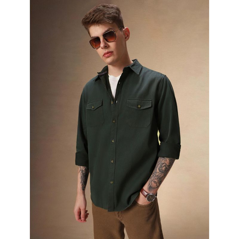 Dennis Lingo Relaxed Fit Full Sleeves Spread Collar Solid Men Shirt (XL)