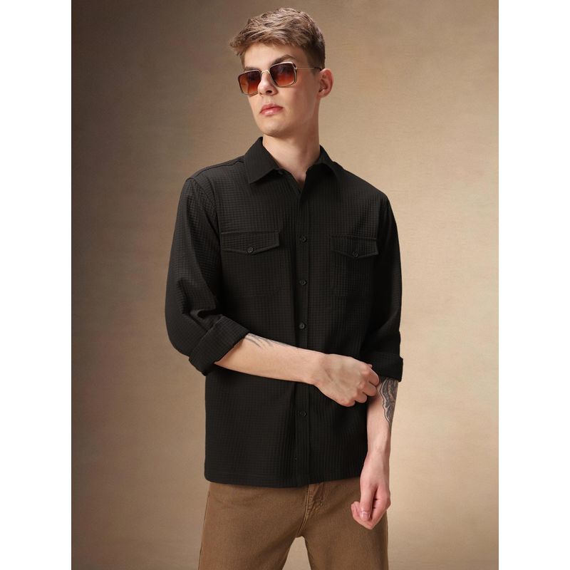 Dennis Lingo Relaxed Fit Full Sleeves Spread Collar Textured Men Shirt (S)