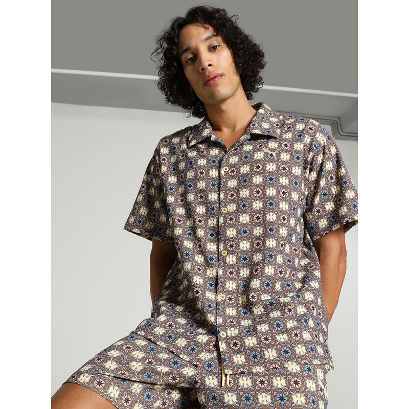 Puma Classics Relaxed Fit Printed Casual Shirt (L)