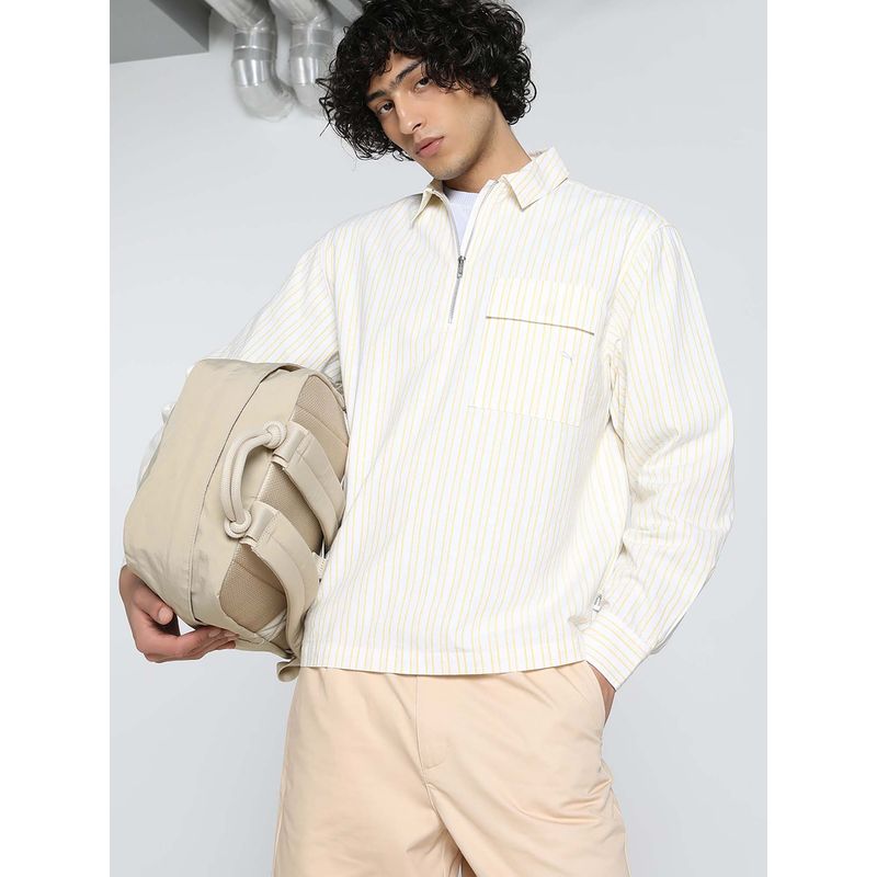 Puma Yellow Mmq Mens Half-Zip Casual Shirt (XL)