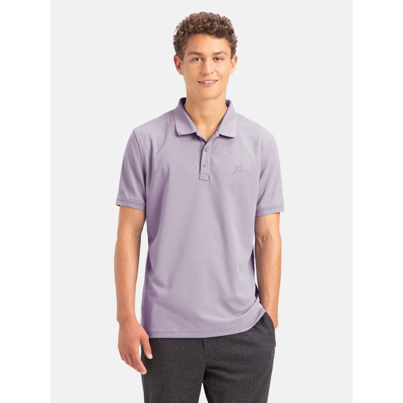 Jockey AM38 Men Microfiber Fabric Solid Half Sleeve Polo T-Shirt - Lilac Breeze (M)