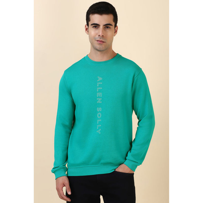 Allen Solly Green Solid Regular Fit Sweatshirt (M)