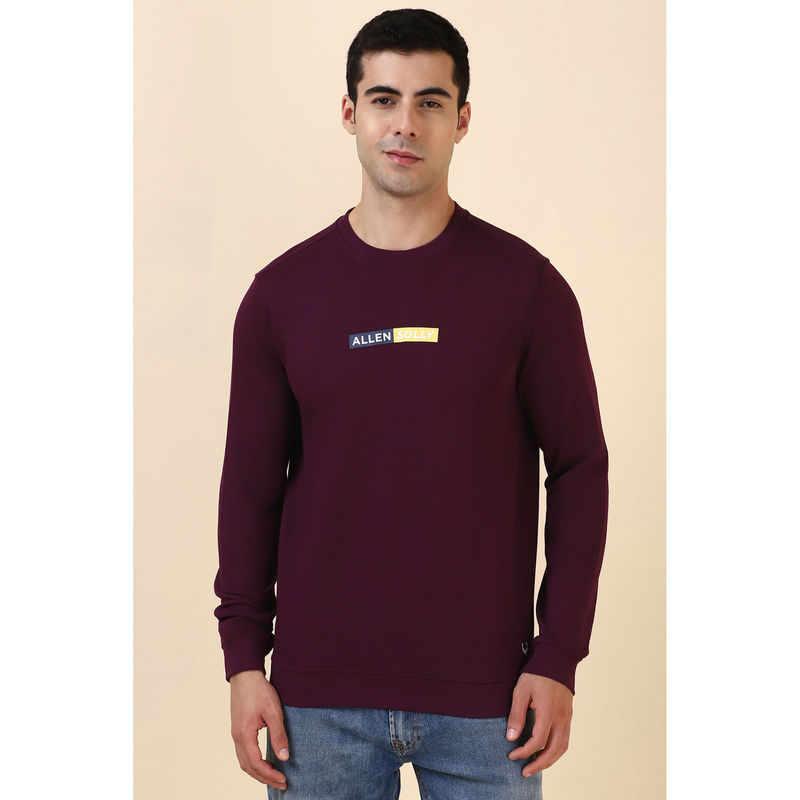 Allen Solly Purple Solid Regular Fit Sweatshirt (L)