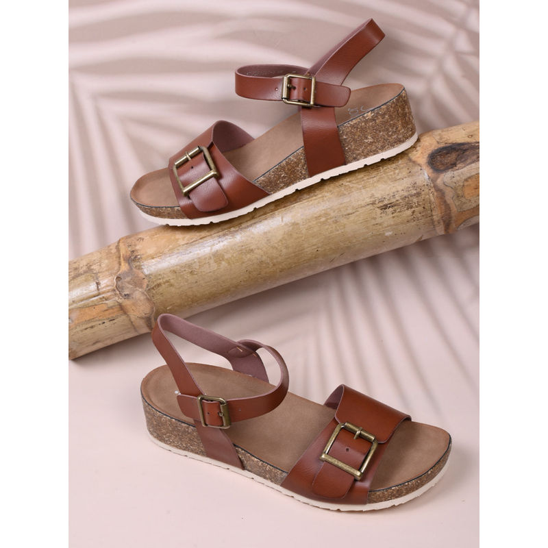 Jove Women Brown Solid Sandals (EURO 37)