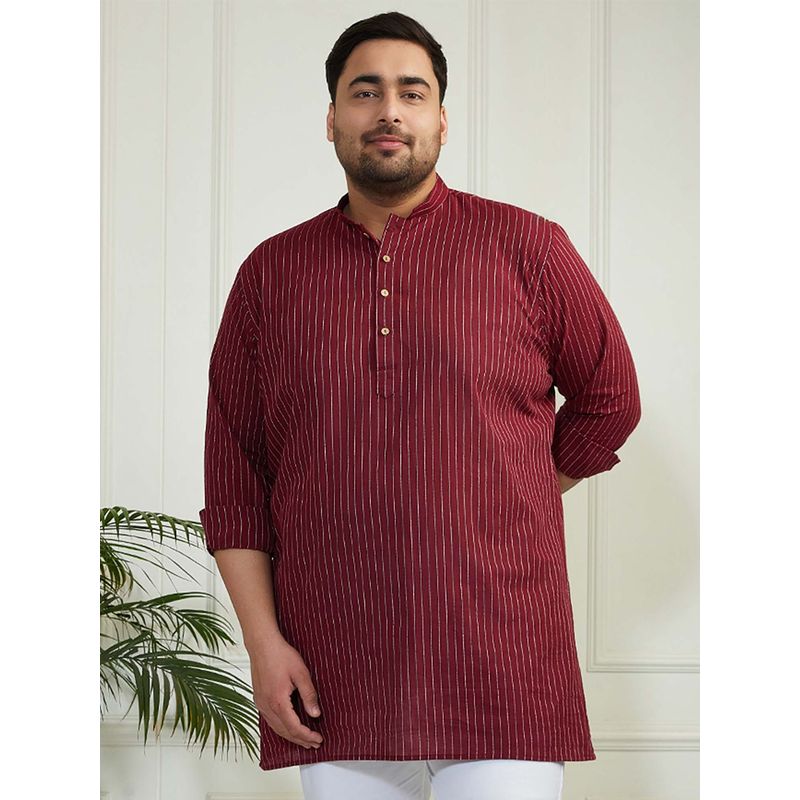Vastramay Men's Cotton Stripes Short Kurta (46)