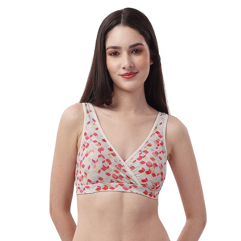 SOIE Non Padded Non Wired Lounge Bra with Removable Cups-Multi-Color (L)