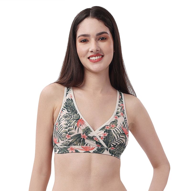 SOIE Non Padded Non Wired Lounge Bra with Removable Cups-Multi-Color (XL)