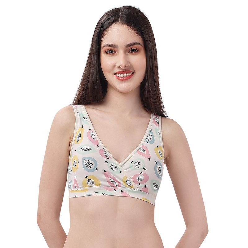 SOIE Non Padded Non Wired Lounge Bra with Removable Cups-Multi-Color (M)