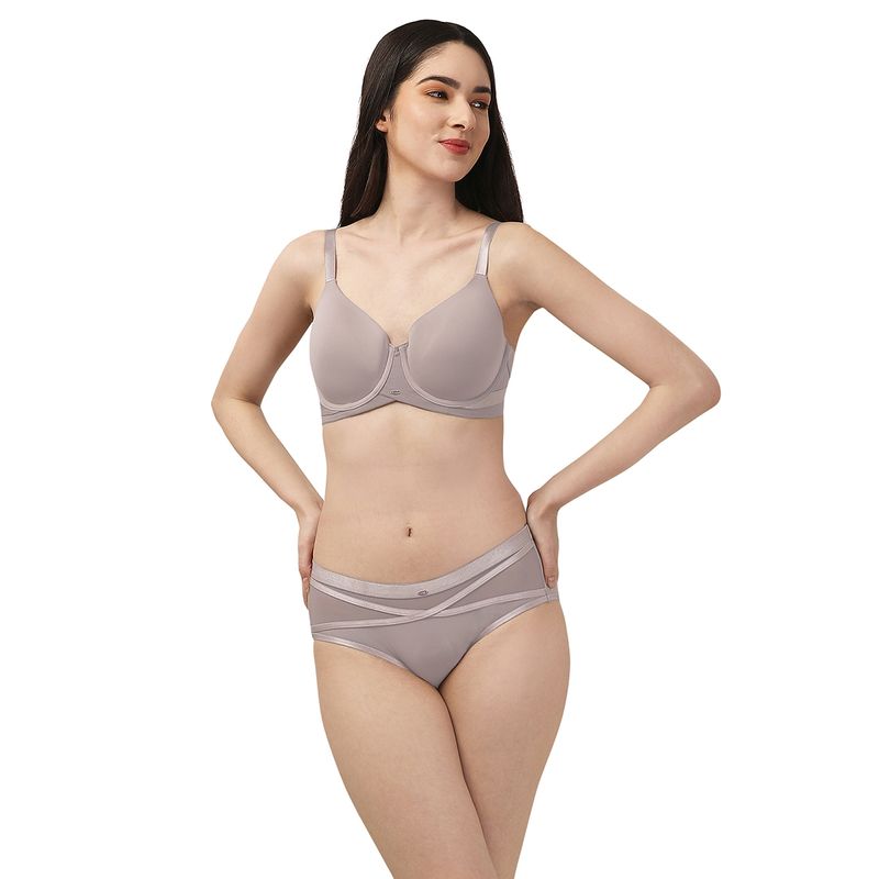 Buy SOIE Cotton Spandex Bra With Matching Panty - Grey Online