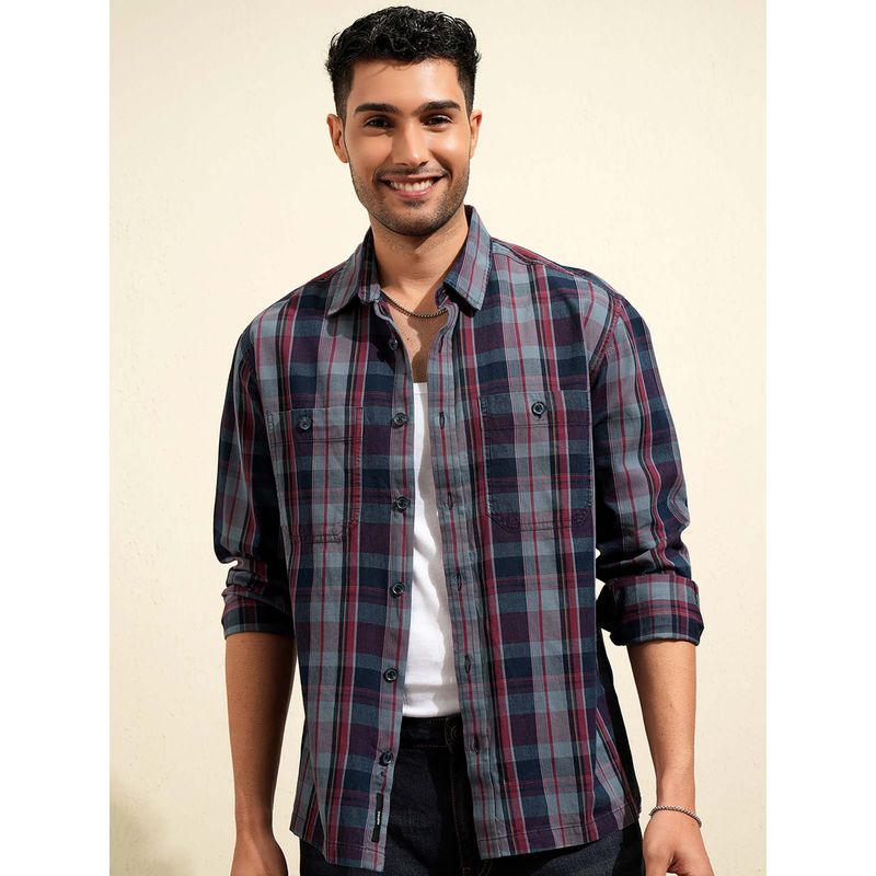 LOCOMOTIVE Men Multi-Color Checked Overshirt (L)