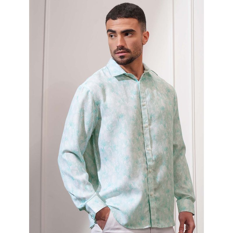 LOCOMOTIVE Luxe Men Mint Green Printed Relaxed Fit Shirt (L)