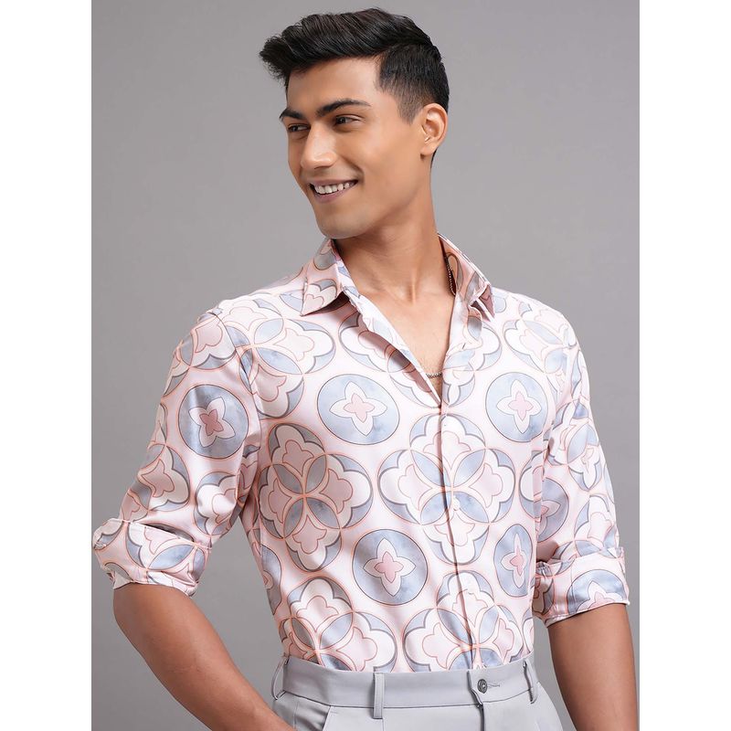 LOCOMOTIVE Men Pink Printed Shirt (L)