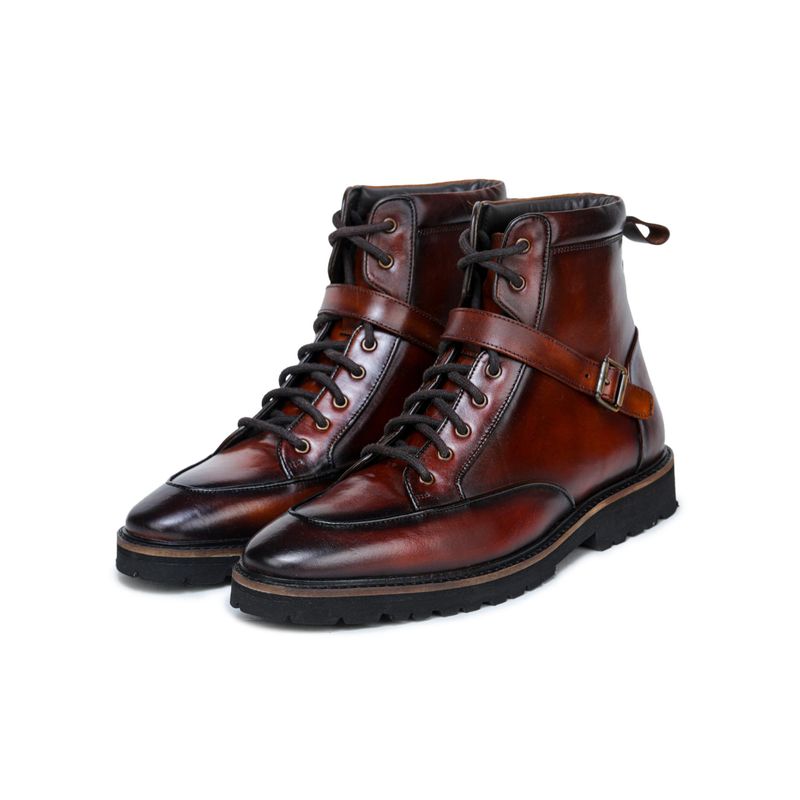 Mille Dollari Bespoke Leather Brown Light Weight Biker Casual Boots (UK 5)