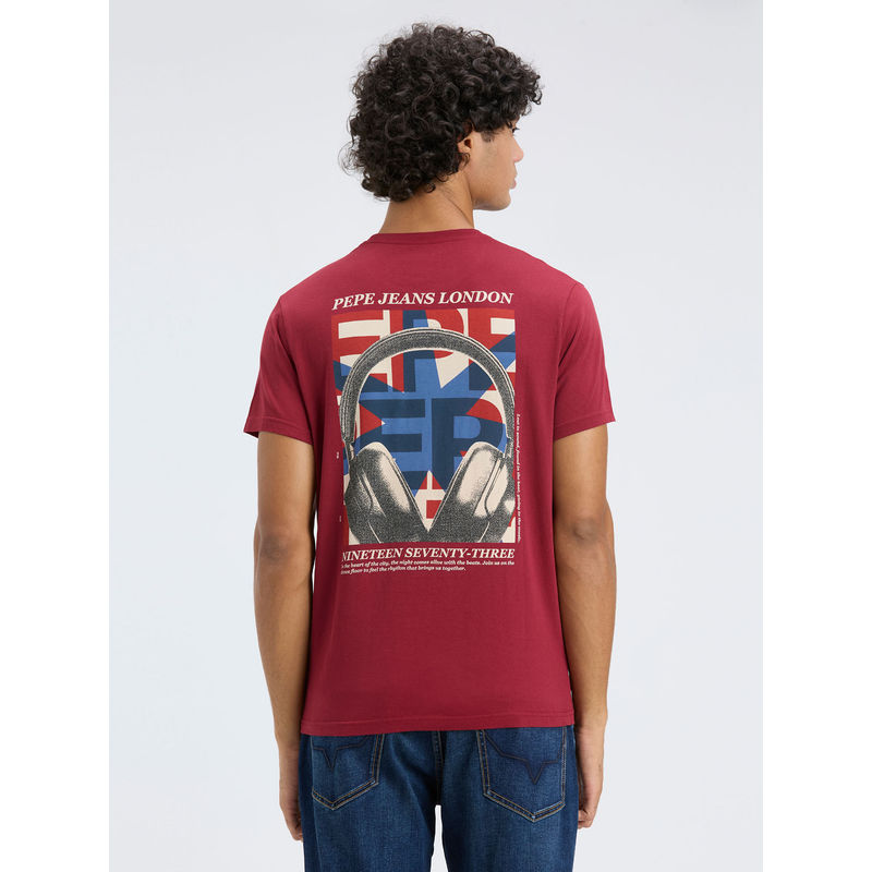 Pepe Jeans Red Back Graphic Print T-Shirt (M)