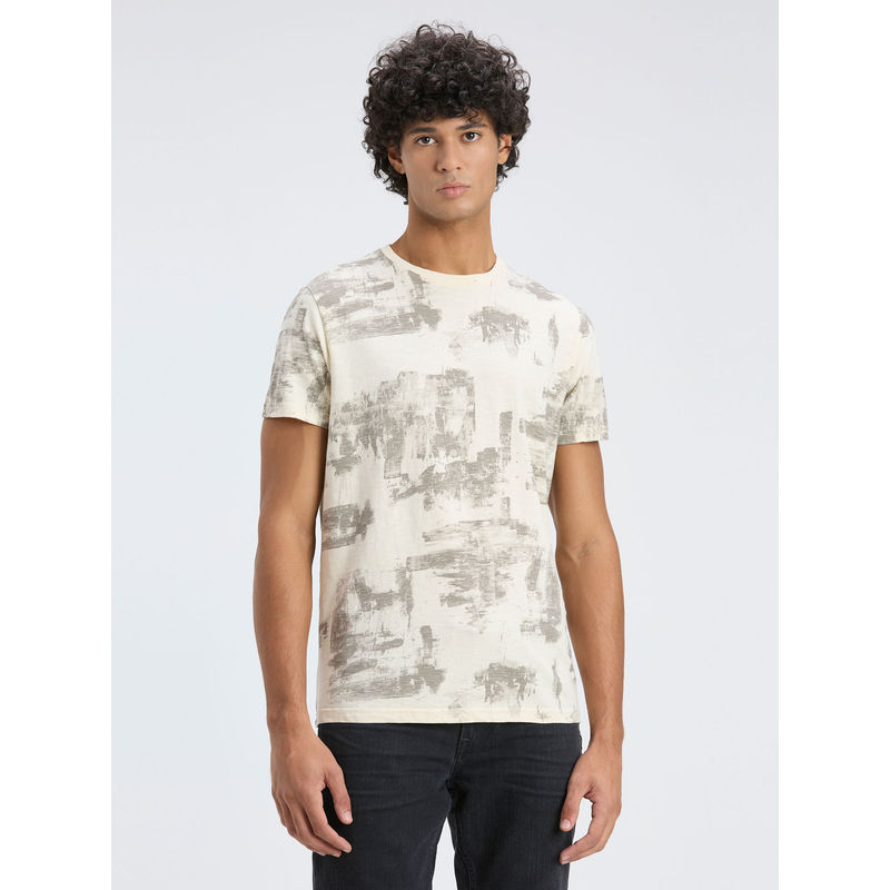 Pepe Jeans Ivory Abstract Print T-Shirt (S)