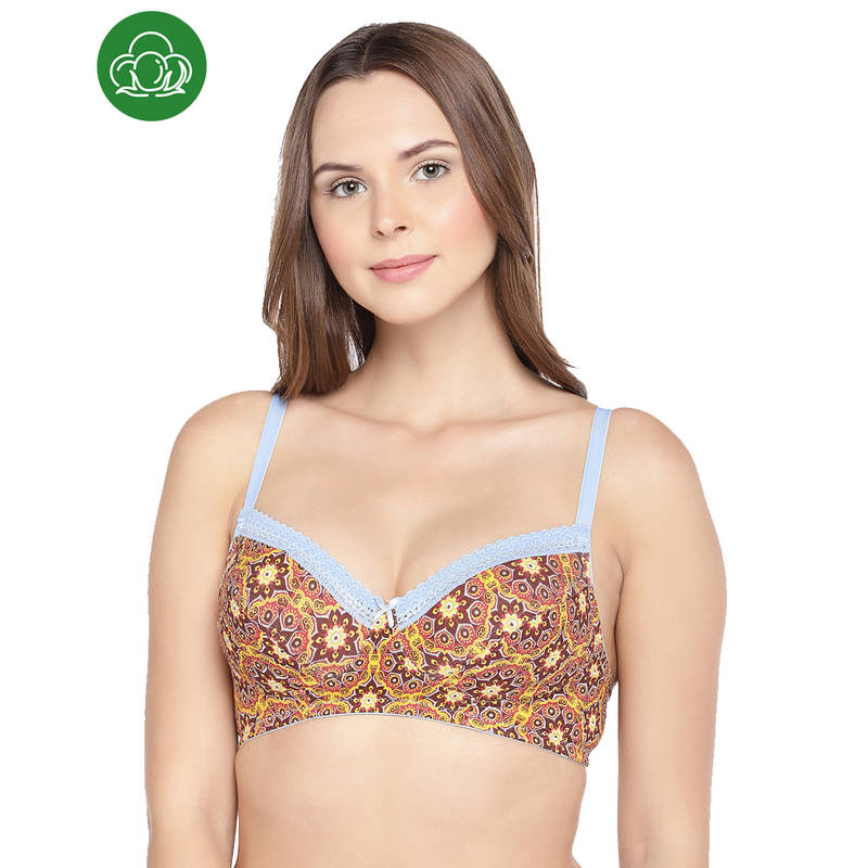 Inner Sense Organic Cotton Antimicrobial Lightly Padded Lace Touch Bra - Red (38B)