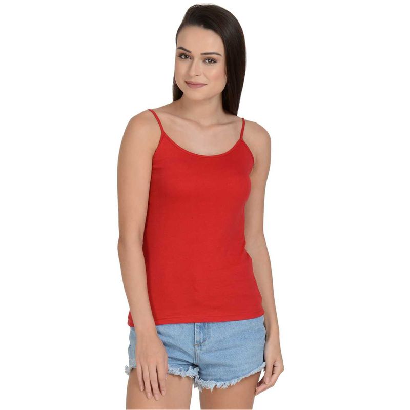 Mod & Shy Solid scoop Nack Camisole with adjustable straps - Red (L)