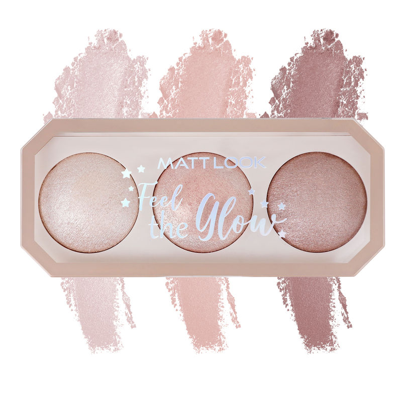 Matt look Feel The Glow Baked Shimmer Highlighter Trio Palette - 02 Beaming Beauty