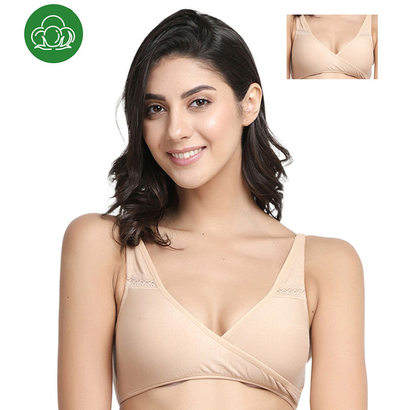 Inner Sense Organic Antimicrobial Sleeping/Feeding Bra Pack Of 2 - Nude (36D)