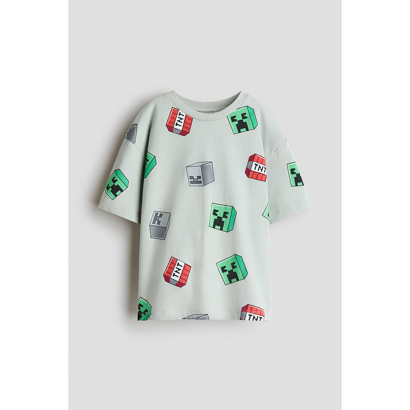 H&M Boys Green Oversized Printed T-Shirt (4-6 Years)