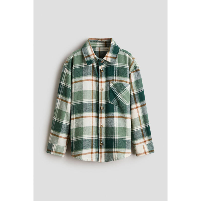 H&M Boys Green Cotton Flannel Shirt (1.5-2 Years)
