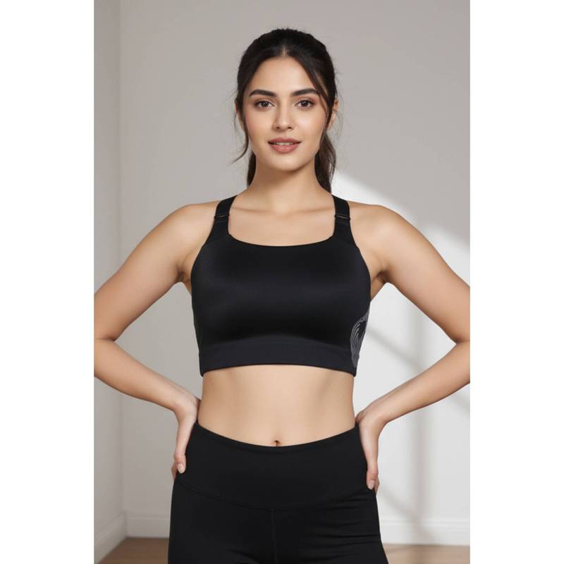Zivame High Impact Moisture Wicking Sports Bra - Jet Black (32DD)