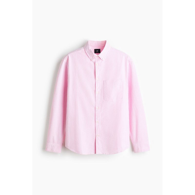 H&M Men Pink Regular Fit Oxford Shirt (L)
