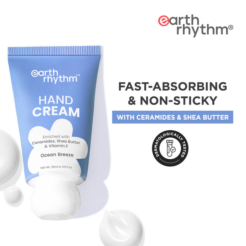 Earth Rhythm Ocean Breeze Hand Cream Enriched with Ceramide, Moisturising and Fast Absorbing