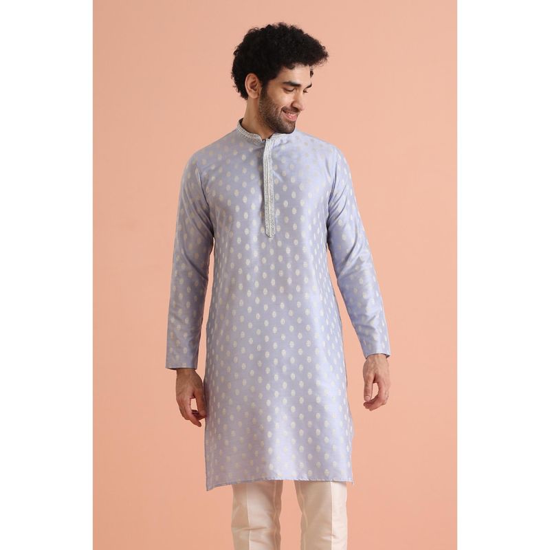 KISAH Mens Blue Printed Design Kurta (38)