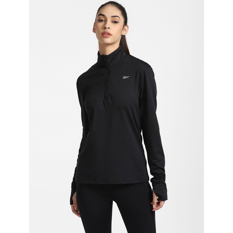 Buy Reebok Wor Run 1/4 Zip Black Running Sweatshirt Online