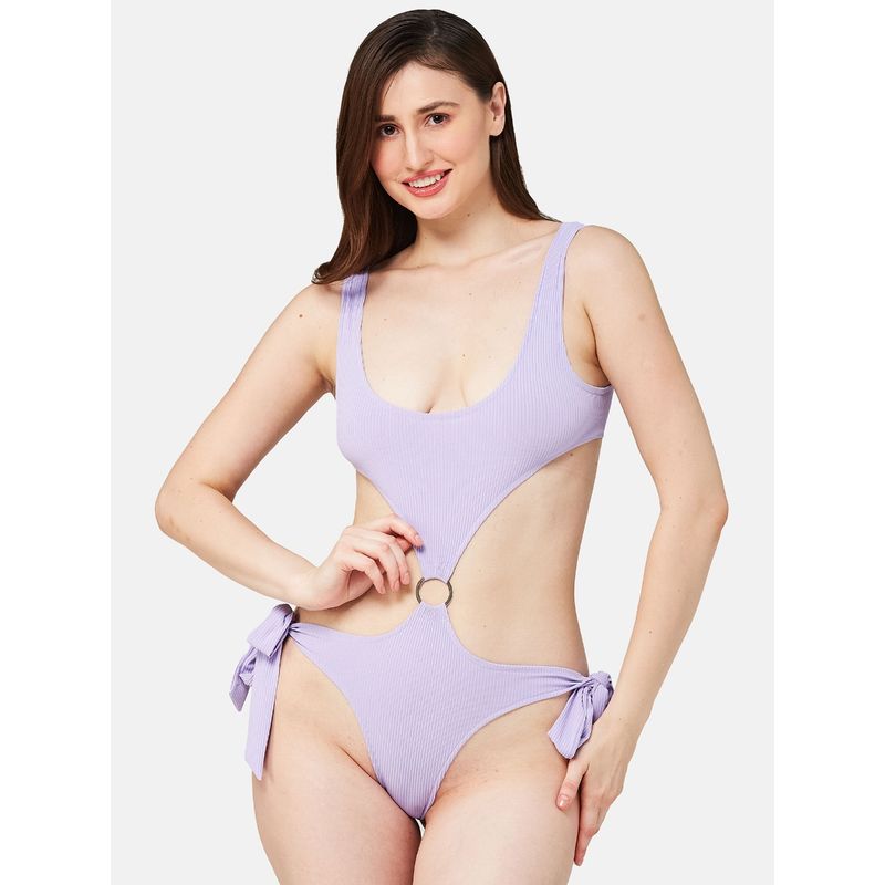 Secrets By ZeroKaata Women Ribbed Solid Swimwear Bodysuit (XS)