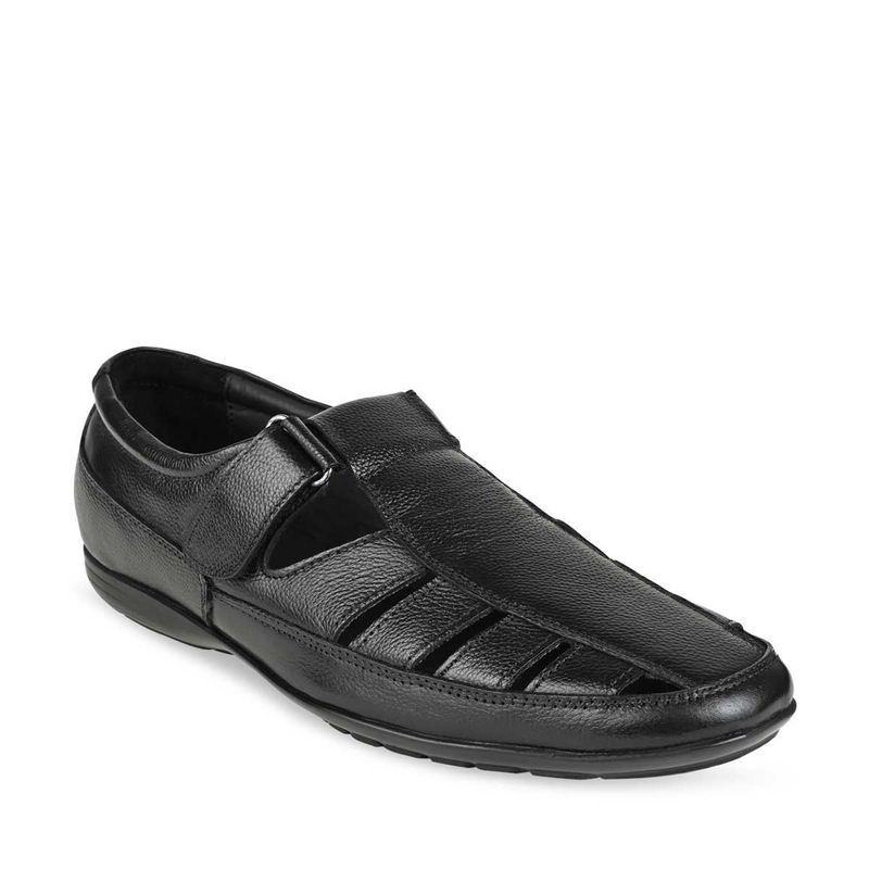 REGAL Men Black Solid Leather Sandals (UK 10)