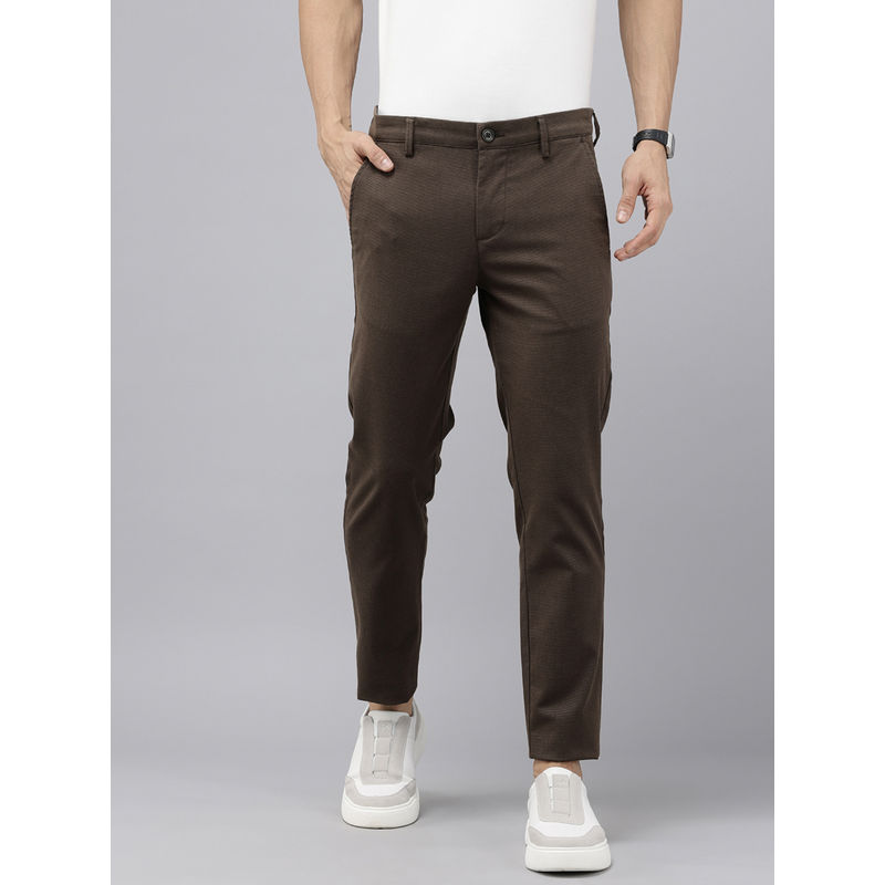GENIPS Mens Coffee Brown Cotton Trouser (30)